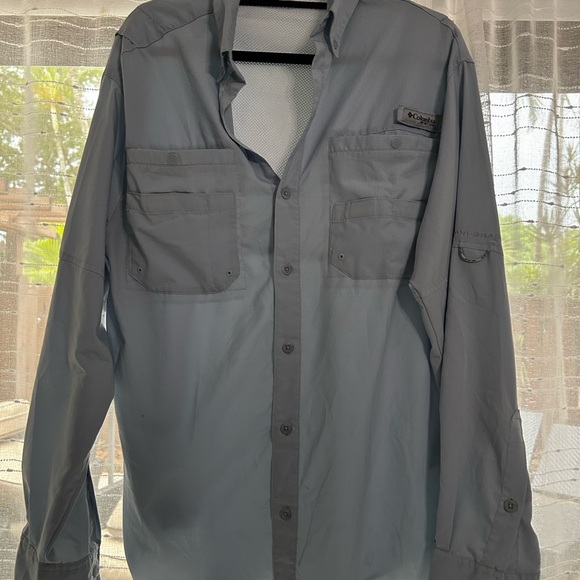 Columbia Blue Casual Button Down Shirt Lightweight - Picture 1 of 5